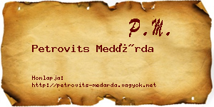 Petrovits Medárda névjegykártya